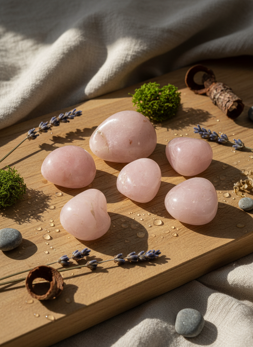 Rosenkvarts – Large African Tromlesten (ca. 30–50 mm)