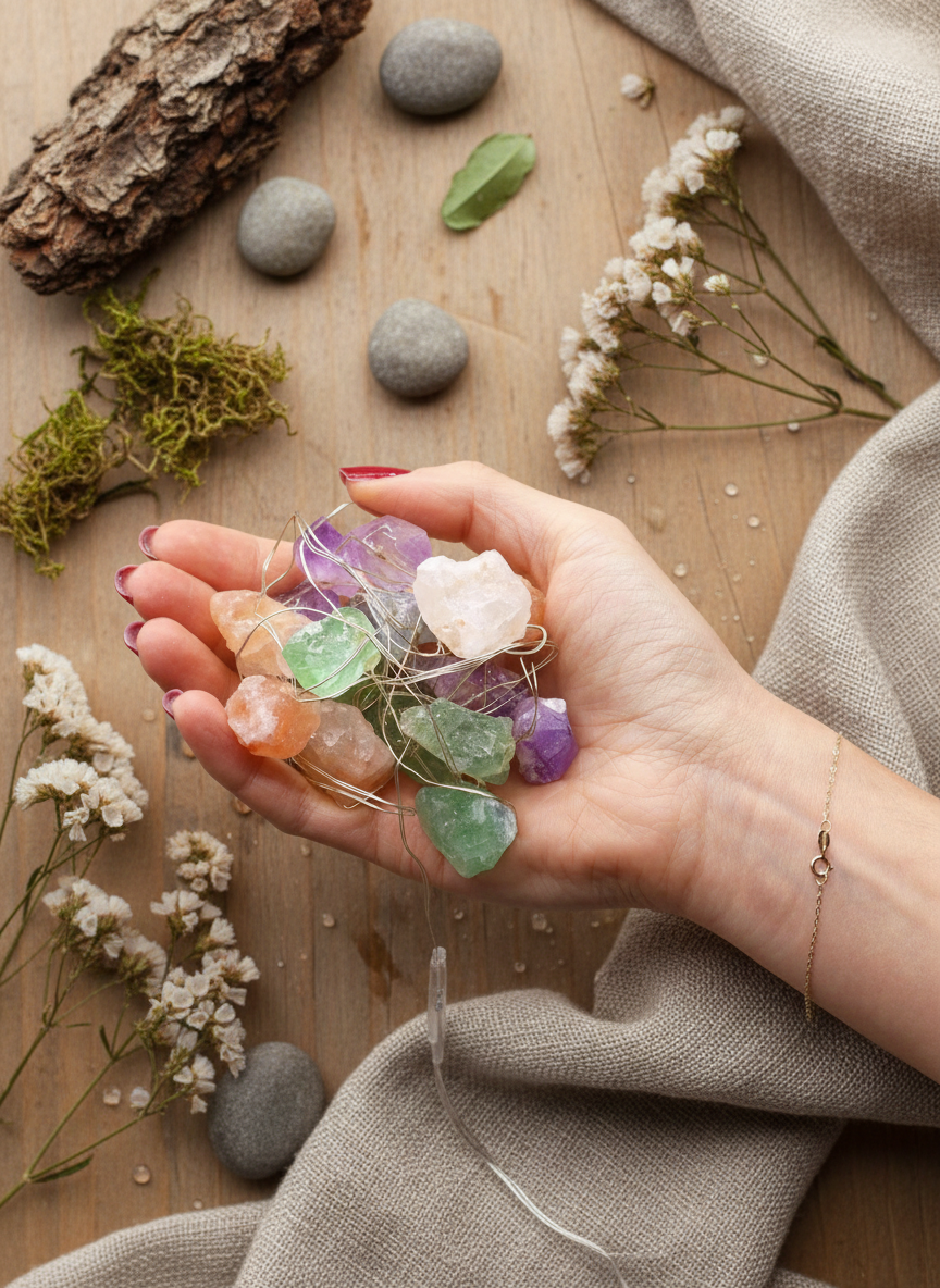 Krystal Lyskæde – Mixed Stones (USB)