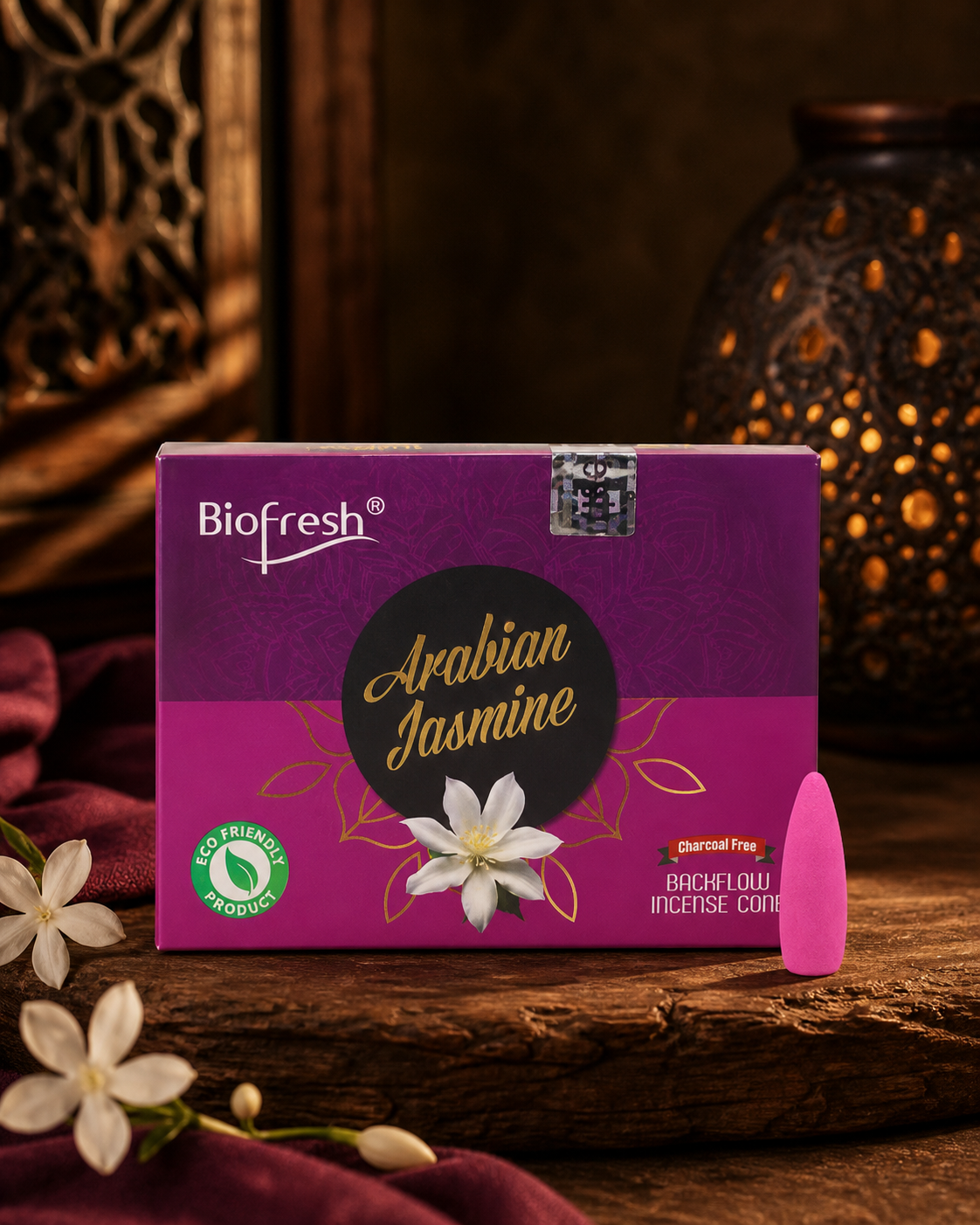 Biofresh Arabian Jasmine kulfrie backflow røgelseskegler – 40 stk.