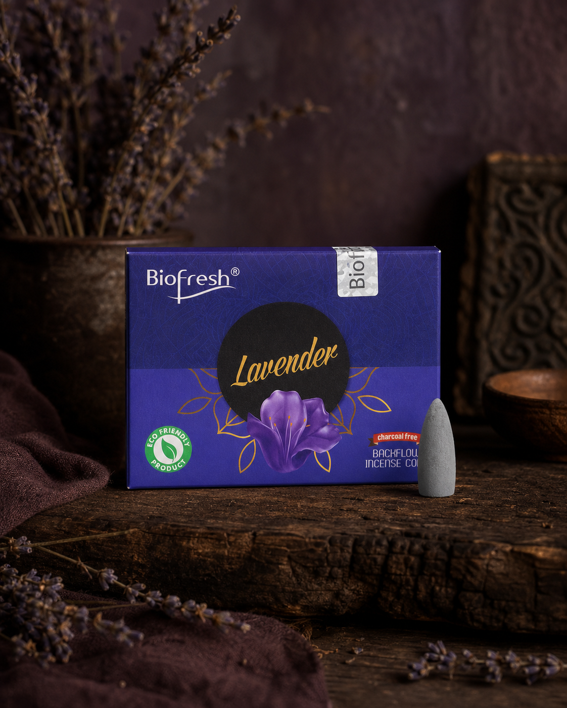 Biofresh Lavender kulfrie backflow røgelseskegler – 40 stk.